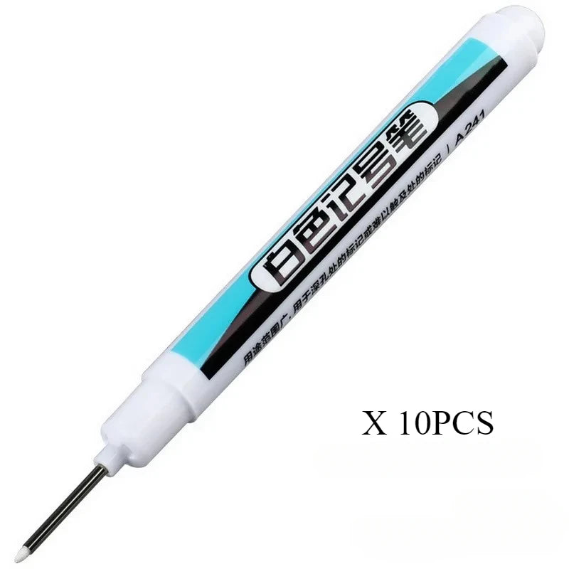 5/10PCS/Set 0.7mm 20mm Long Nib White Marker Pens Multi-Purpose Deep Hole Quick-drying Carpenter Oily Pen for Bathroom Wood