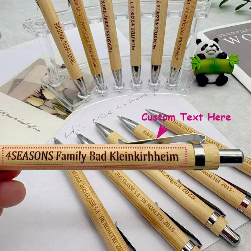 20/50/110PCS Customizable Bamboo Ballpoint Pens Smooth Writing Ideal for School Teachers Offices Advertising Promotional Pens