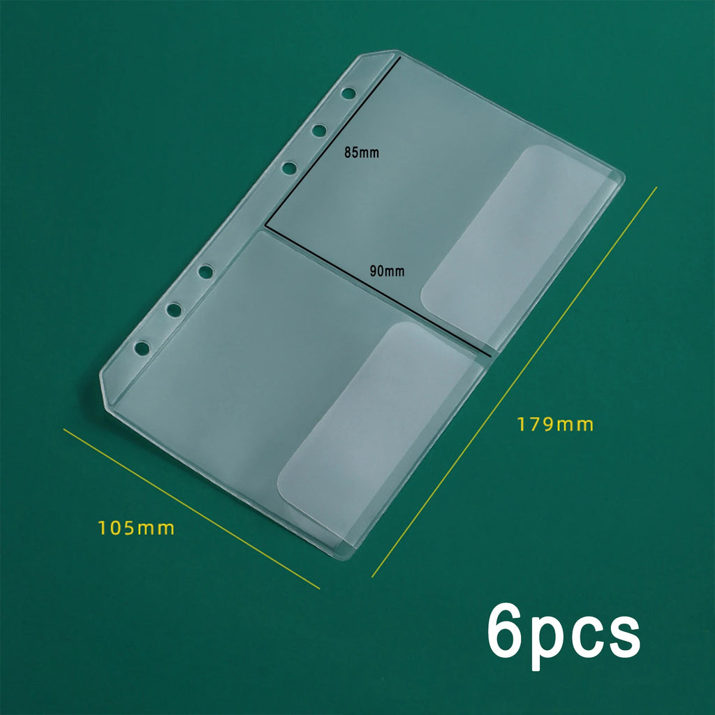 A6 Binder Pockets 6 Holes Cash Envelopes for Budgeting, Clear Zipper Folders for 6-Ring Budget Binder