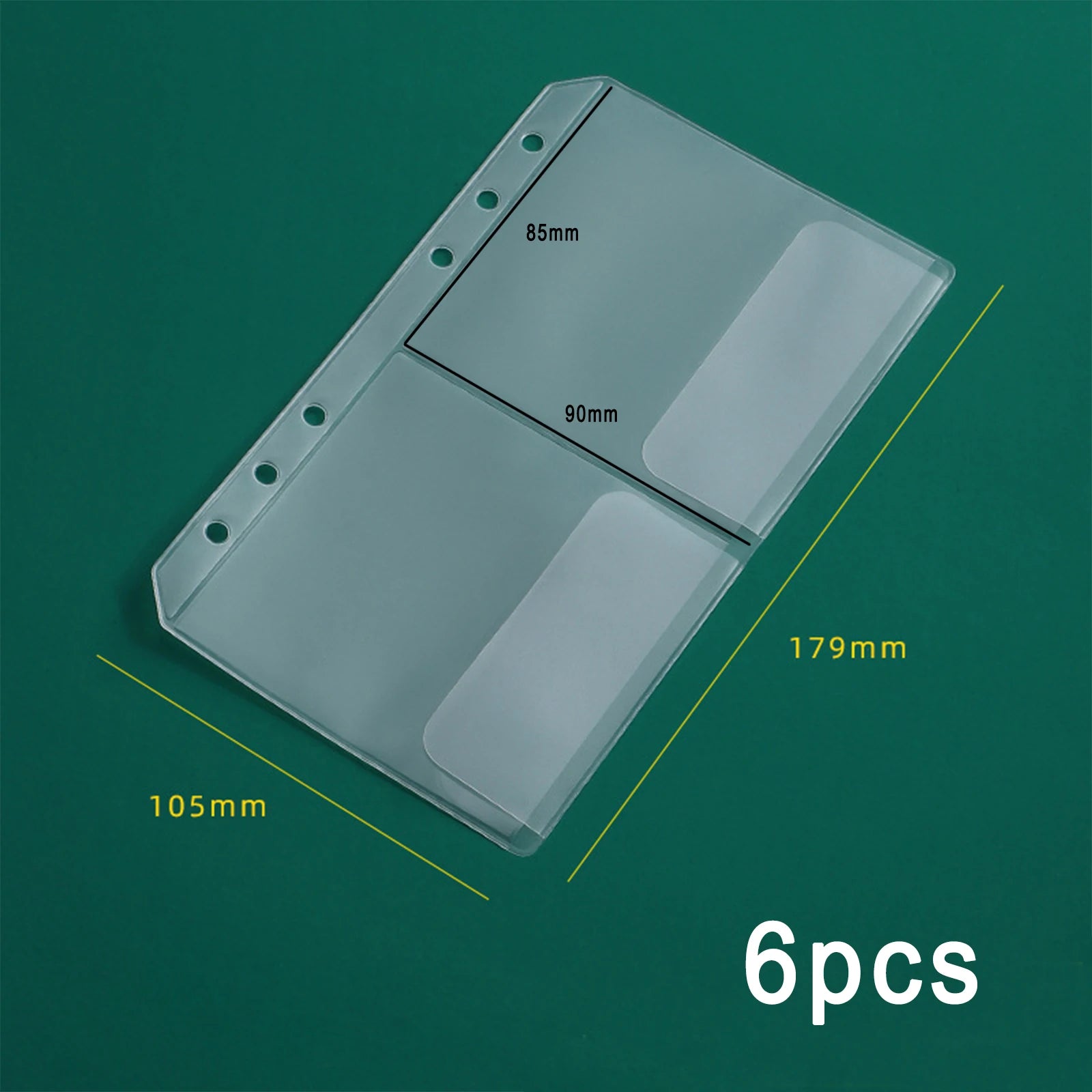 A6 Binder Pockets 6 Holes Cash Envelopes for Budgeting, Clear Zipper Folders for 6-Ring Budget Binder