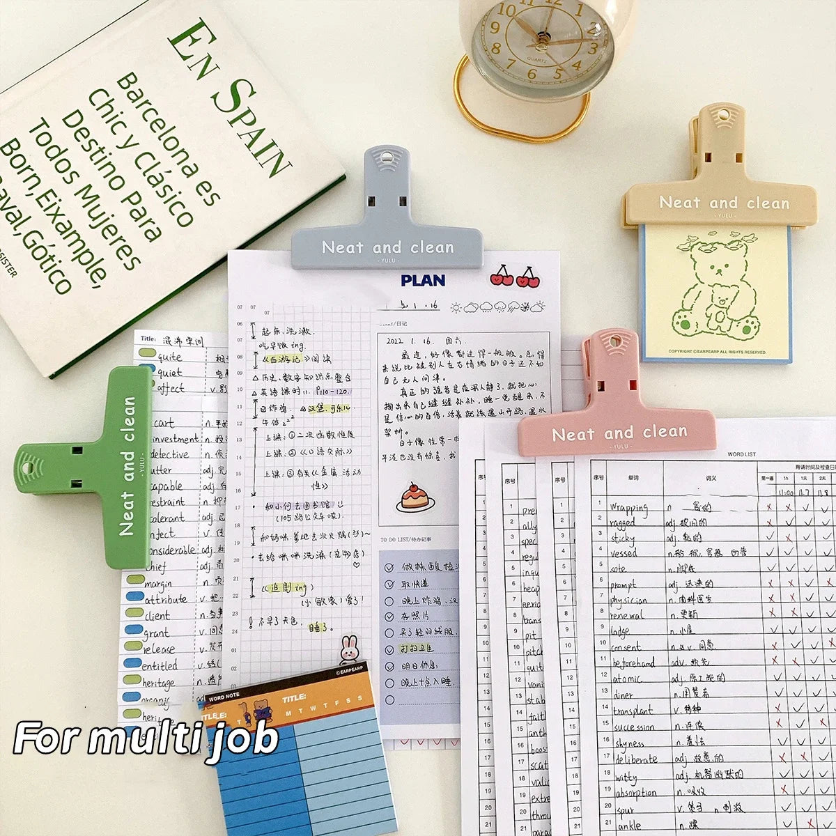 Colorful clips, strong grip refrigerator notepad holder, cute pastel color office school family storage, suitable for students