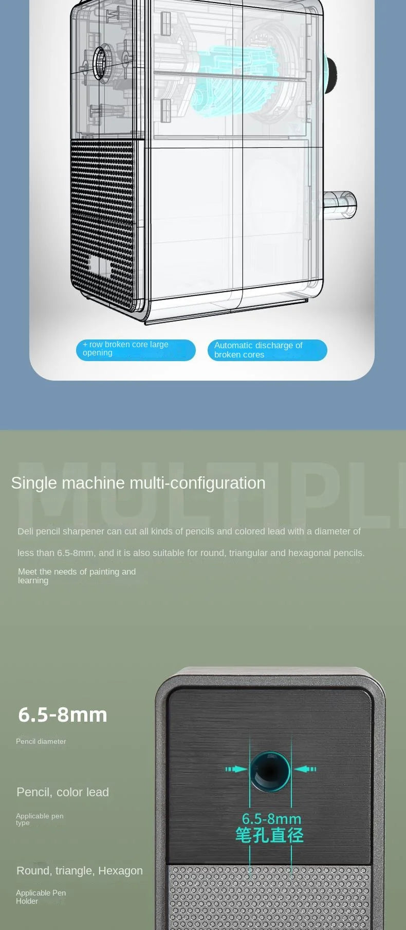 Adjustable Pencil Sharpener with Long Lasting Blade Hand Crank Table Sharpeners Machine Stationery