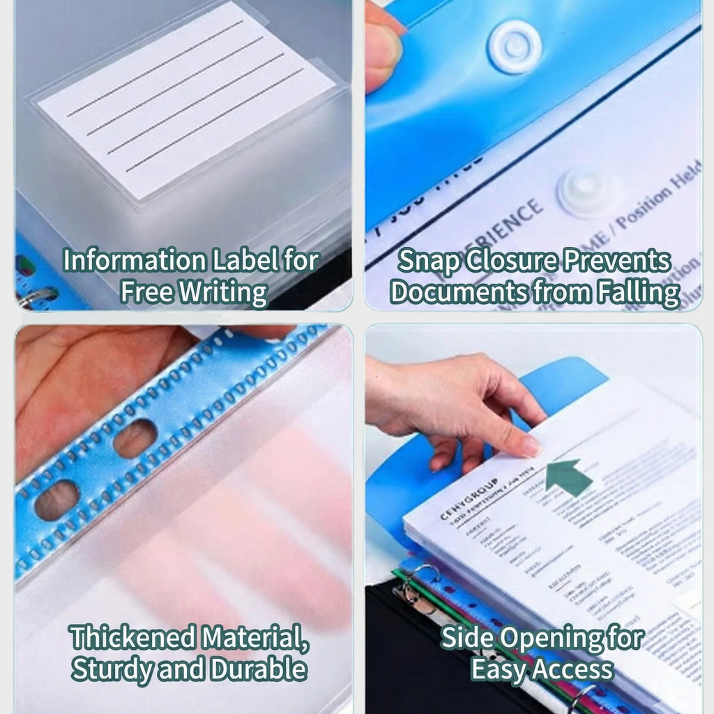 3-6pc 11Hole Binder Ring Folder A4 Large Capacity Loose Leaf Folders Portable School Student Exam Paper Storage Office Organizer