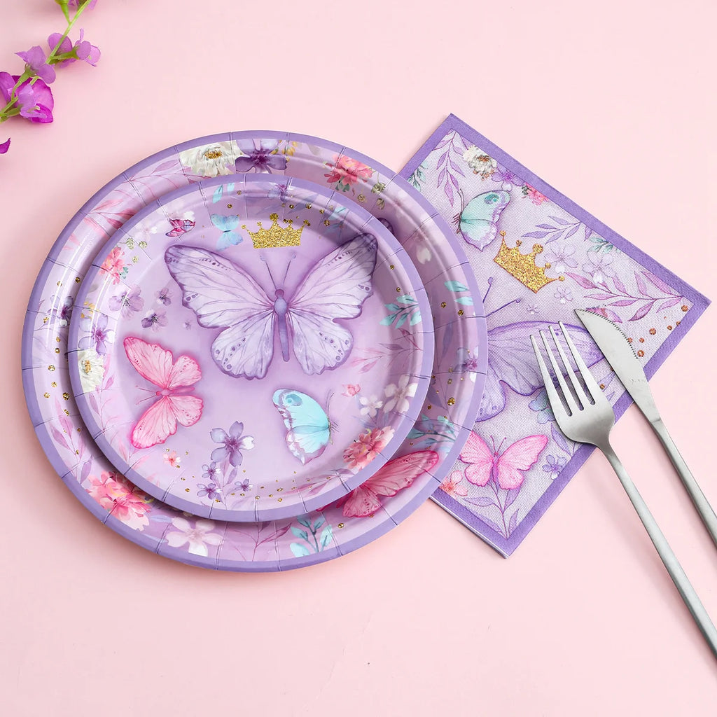 Butterfly Birthday Party Decoration  Butterfly Party Disposable Tableware Paper Cup Plate Birthday  Party