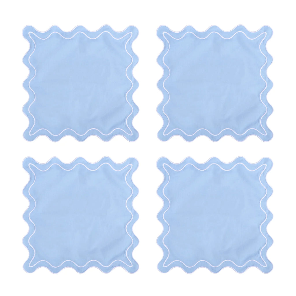 4PCS Cotton Napkins With Wavy Edge Embroidery Suitable for Dinner Wedding Hotel Christmas