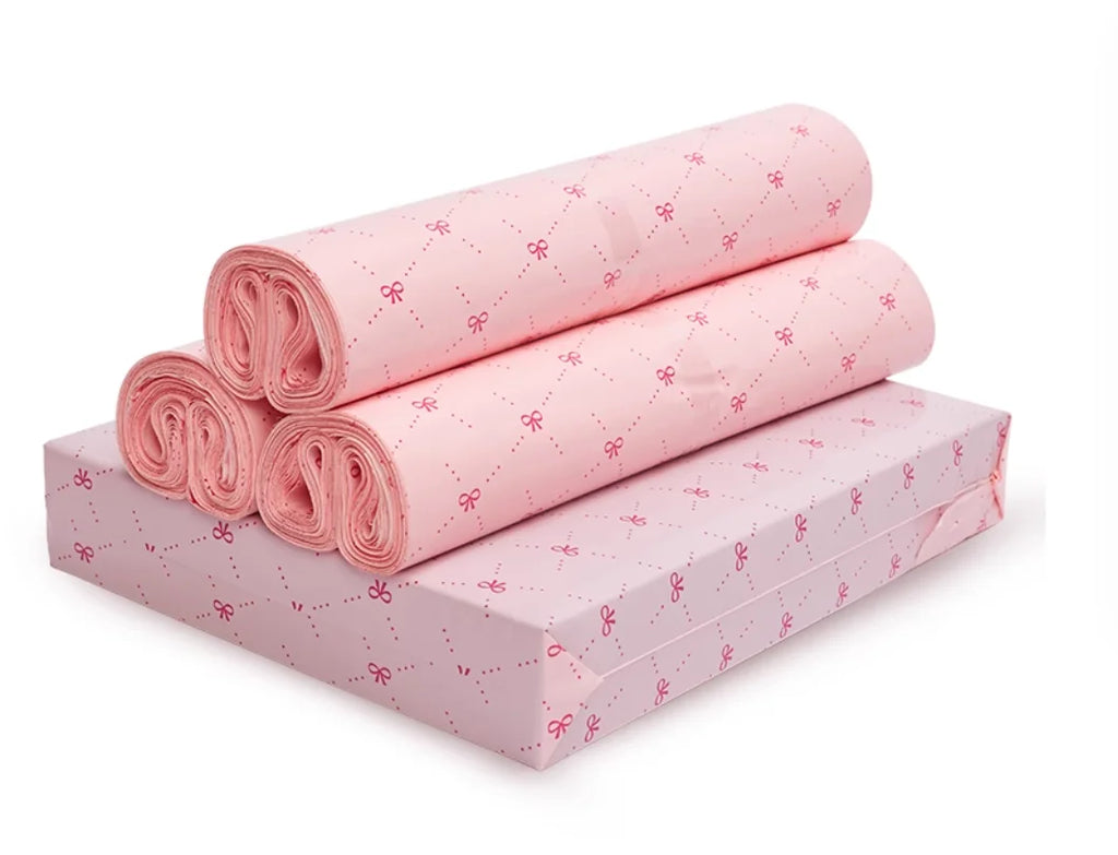 50Pcs New Pink Courier Bags Bow Heart Pattern Poly Frosted Self-Seal Shoe Bag PE Delivery Envelope Mailer Mailing Bags Organizer