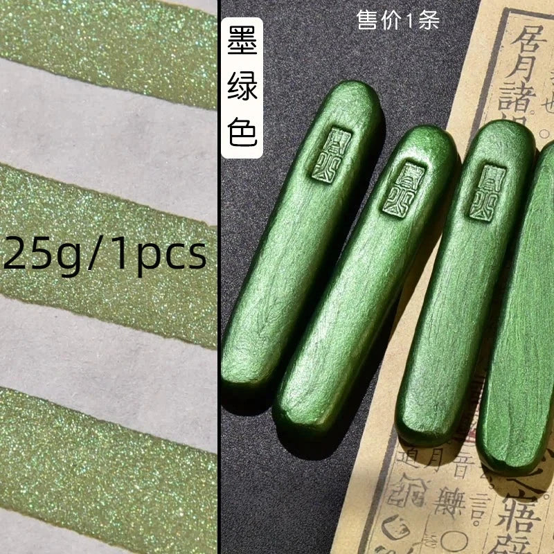 Colored Pearlescent Ink Stick Handmade Chinese Sumi Solid Ink Stick Traditional Calligraphy Ink Stick for Beginners Practicing