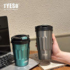 Tyeso 400ML/500ml Vintage Vacuum Flasks Insulated Coffee Mug 304 Stainless Steel Portable Travel Cup Handheld Thermos Hot Cold