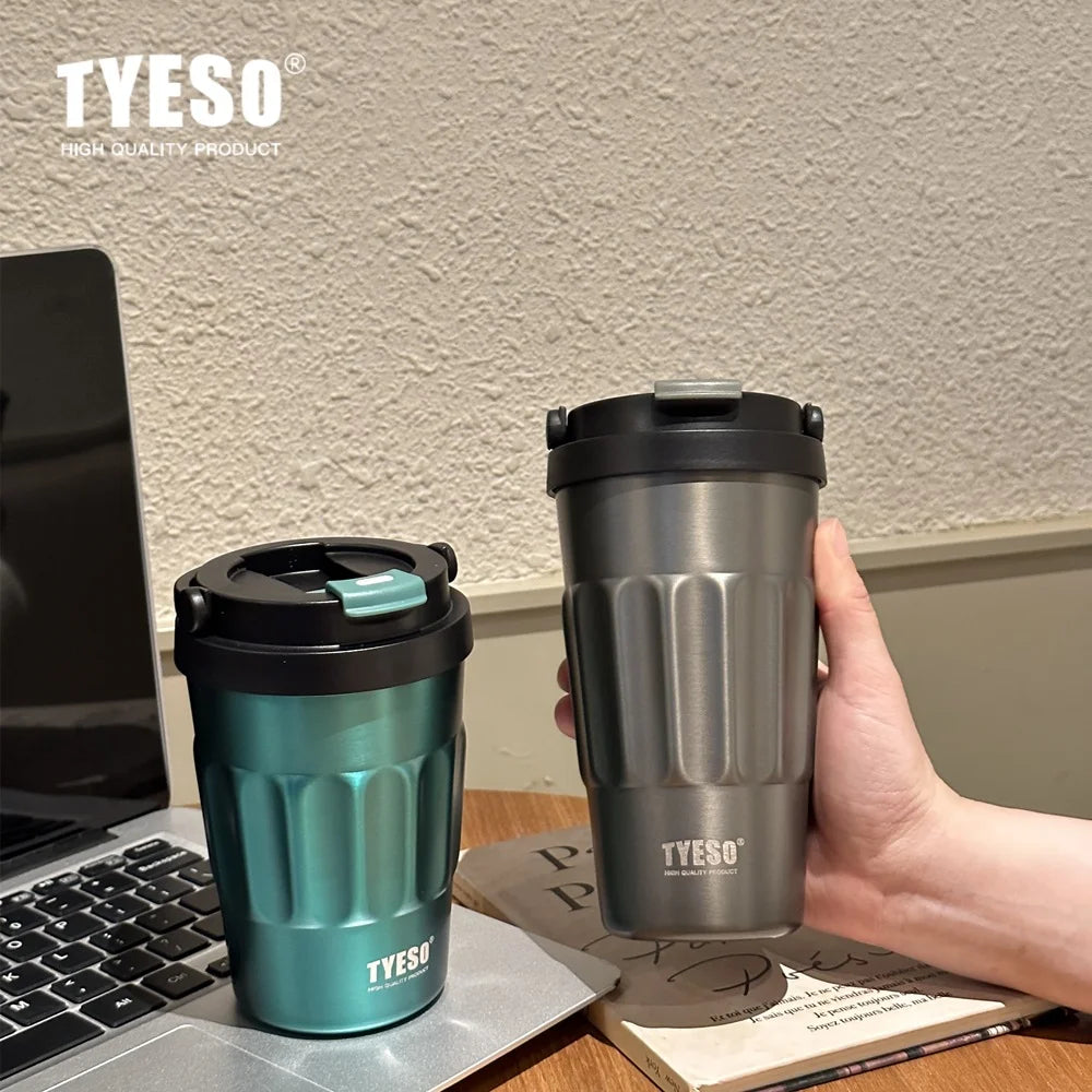 Tyeso 400ML/500ml Vintage Vacuum Flasks Insulated Coffee Mug 304 Stainless Steel Portable Travel Cup Handheld Thermos Hot Cold