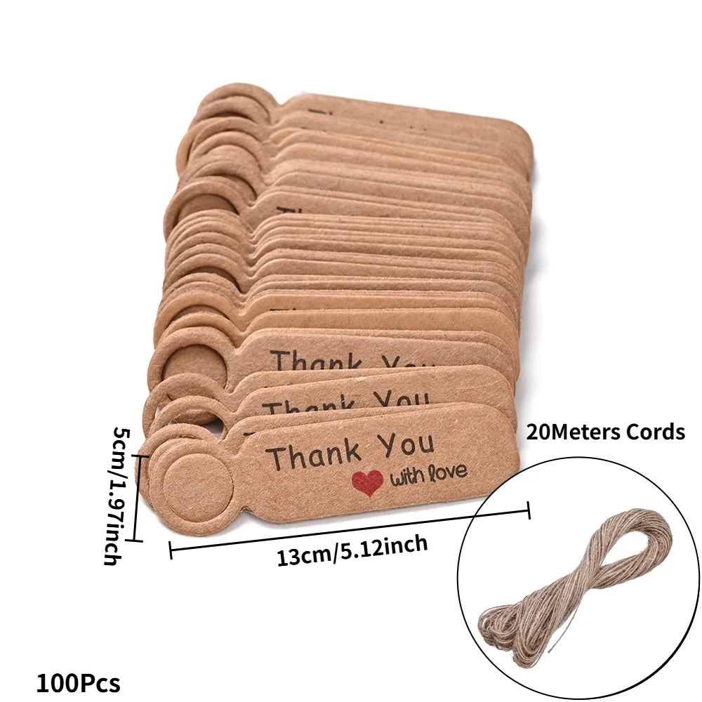 Kraft Paper Tags With Strings Handmade With Hang Garment Tags For Jewelry Crafts Price Candy/Gift/Cookies Display Label Card