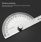 High Precision Stainless Steel Protractor Angle Gauge 180 Degrees 0-10CM Adjustable Semicircle Protractor Angle Measuring Tool