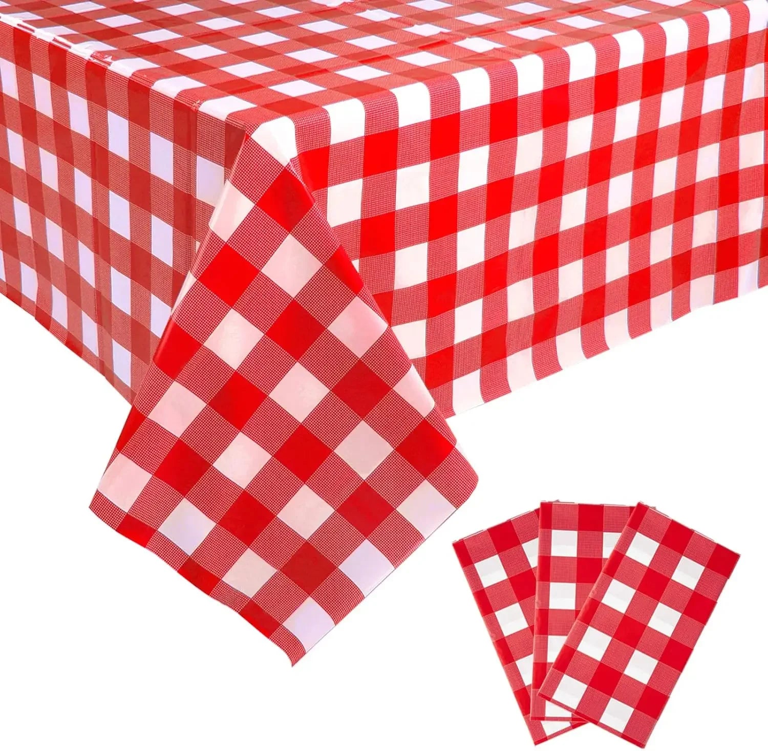 Retro Pink Gingham Tablecloth 54"x108"| Heavy-Duty Waterproof Plastic for Picnics&Coffee Shop Decor |  Party Backdrop