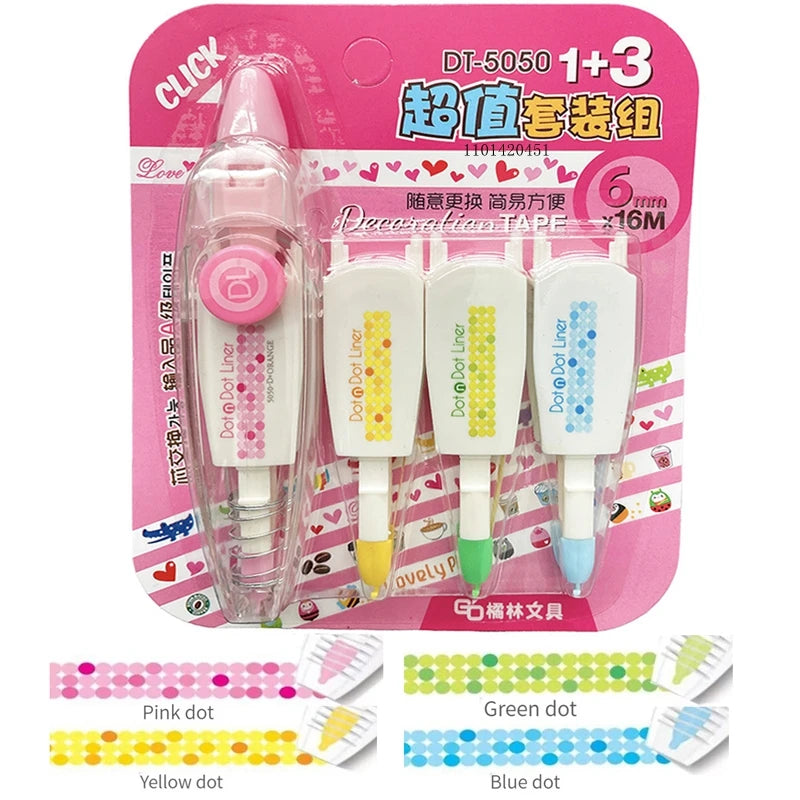 4Pcs Correction Tapes Refill Set Kawaii Animals Cartoon Decorative Press Type Cute Diary Stationery Decoration School Supplie