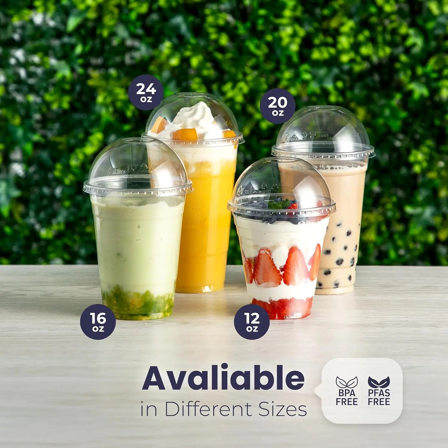 20 Clear Plastic Fruit Cups with Dome Lids PET Disposable Parfait Crystal Cups Suitable for Dessert Ice Cream and Cake Ideal for