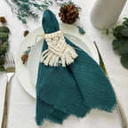 10pcs 32x32cm Gauze Cotton Wedding Napkins Reusable Green Trim Tea Towel Rustic Retro Burrs Napkins for Party Table Decoration
