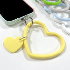 1Pc Silicone Heart Loop Cell Phone Hand XYu Wrist Strap With Key Chain Holder - Universal Mobile Straps For All Smartphones