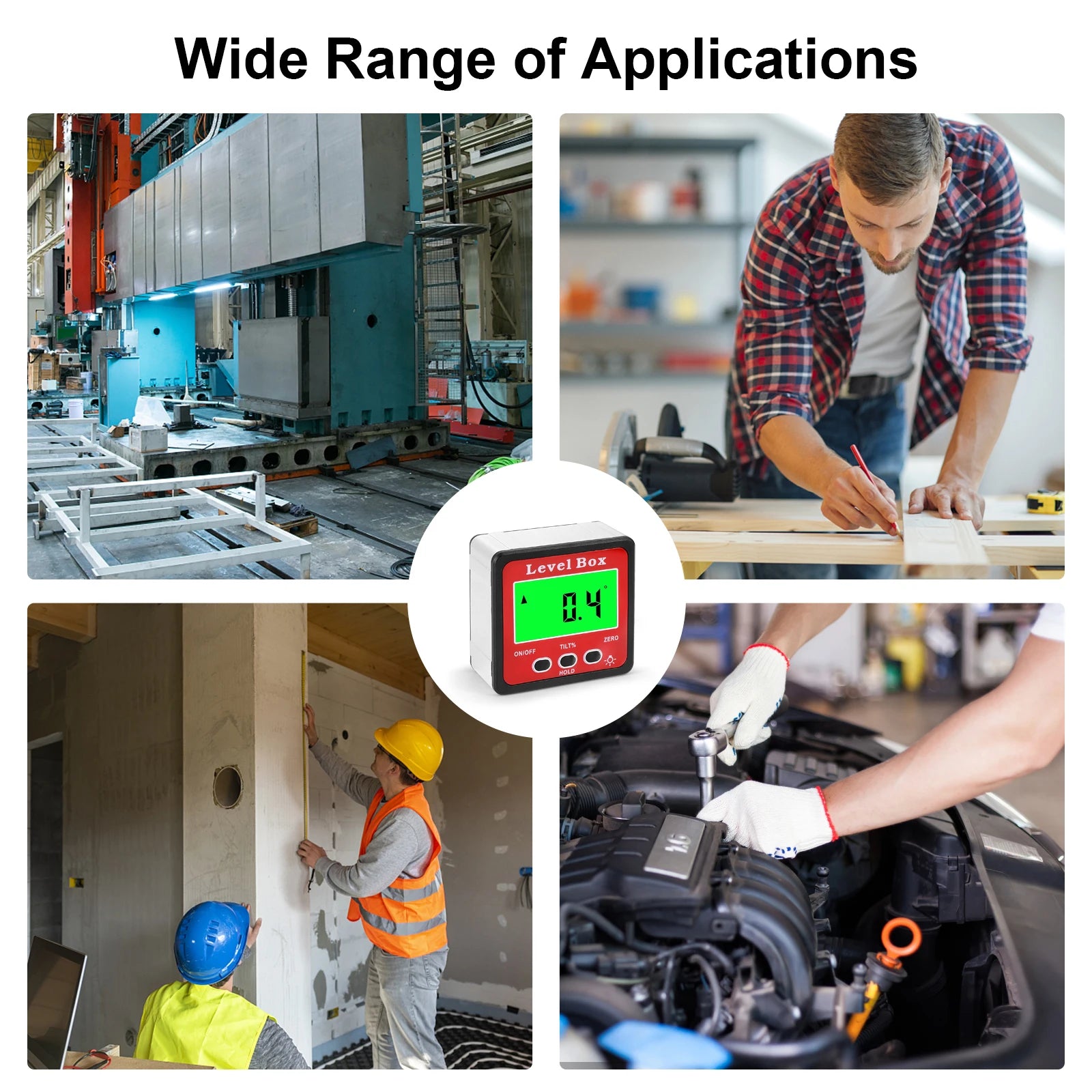 Digital Angle Gauge Level Box Accurate Magnetic Portable Size Protractor Inclinometer for Woodworking Construction Machinery