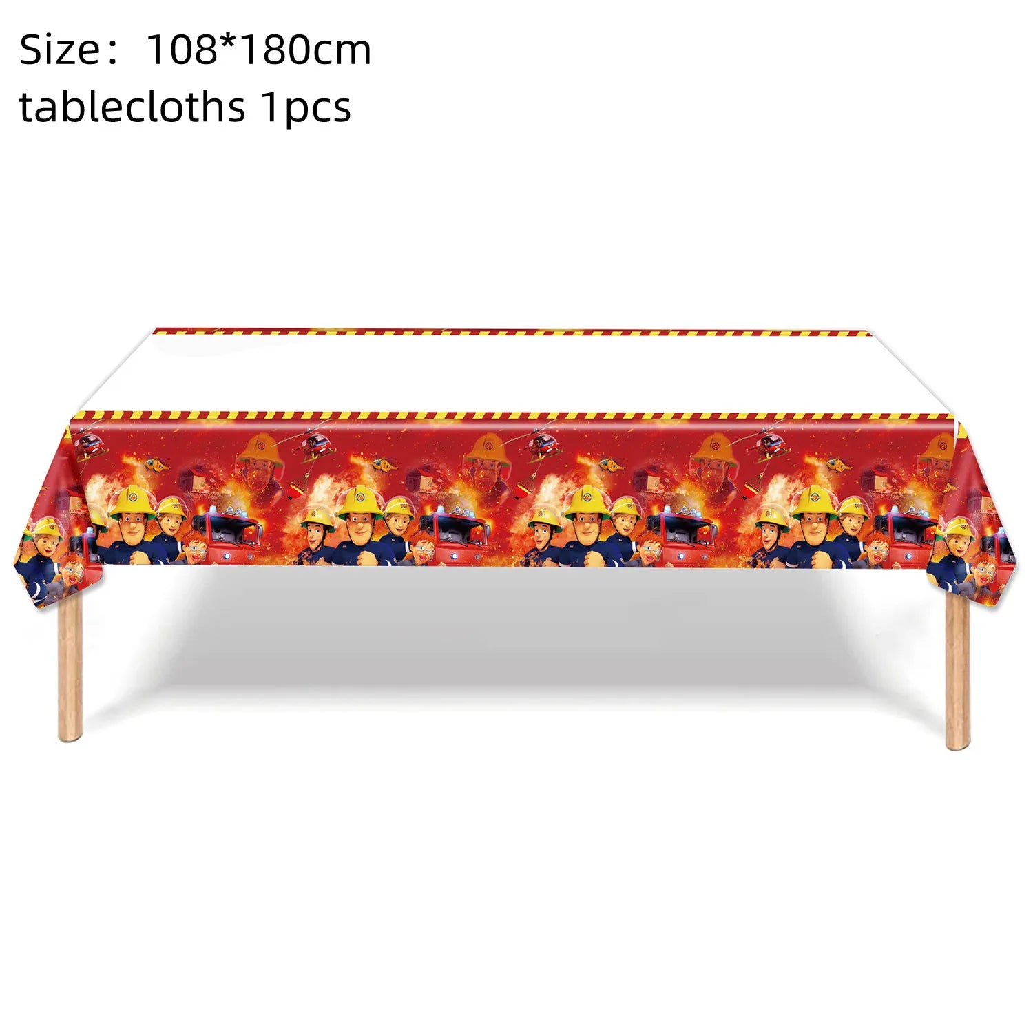 108*180cm Fireman Sam Party Supplies Disposable Tablecloth Firefighter Plastic Table Cover Fire Truck Birthday Decoration
