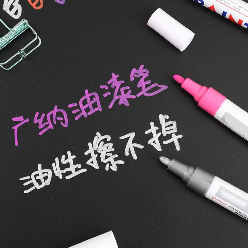 3pcs White Paint Pen Paint Markers Waterproof Car Tyre Oil-Based Paint Pen Set Quick Dry And Permanent
