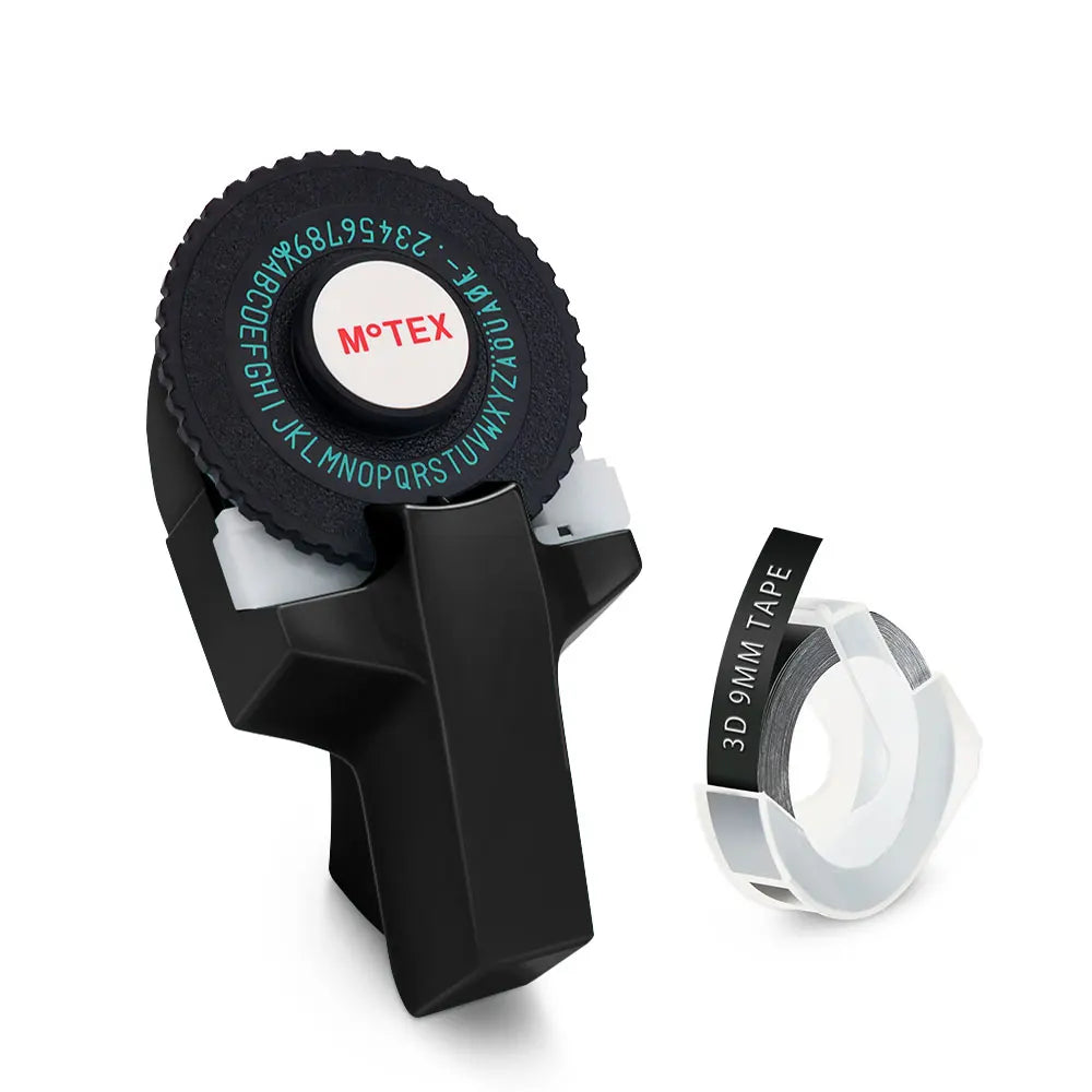 Dymo Labeller Motex E101 3D Embossing Label Printer Similar as B90 Dymo 12965 Manual Labeller Typewriter or 3PK Dymo Label Tape