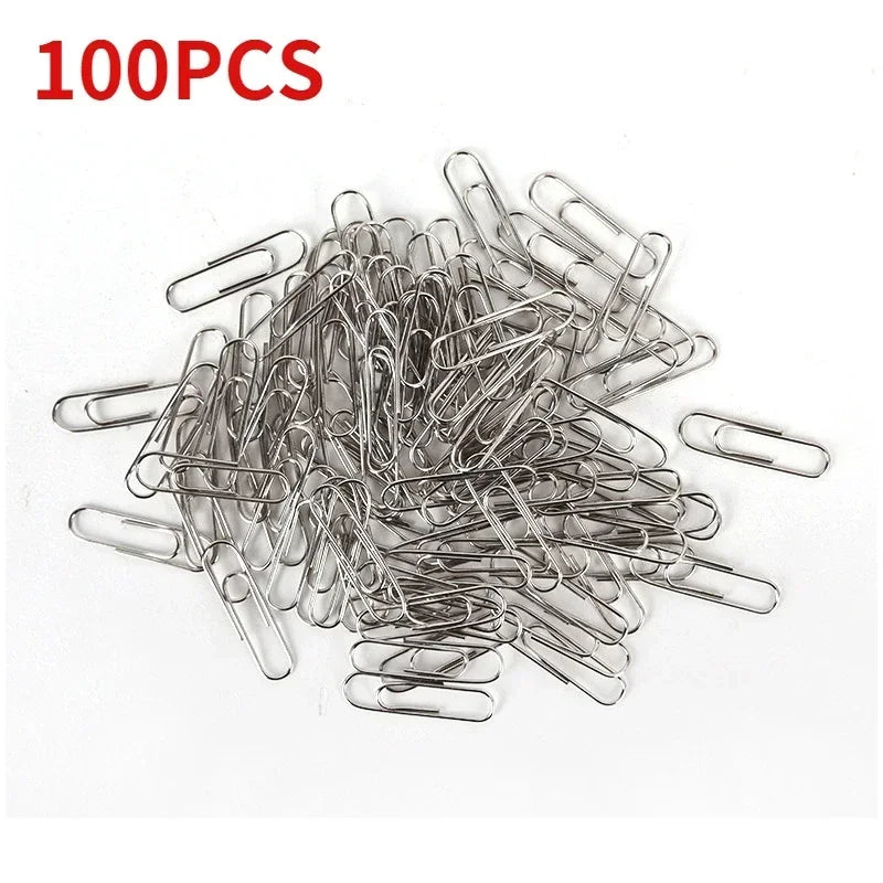 500/300/100/50PCS Metal Silver Paper Clips for Paperwork Stainless Steel Bookmark Paperclips Organizers Office School Supplies