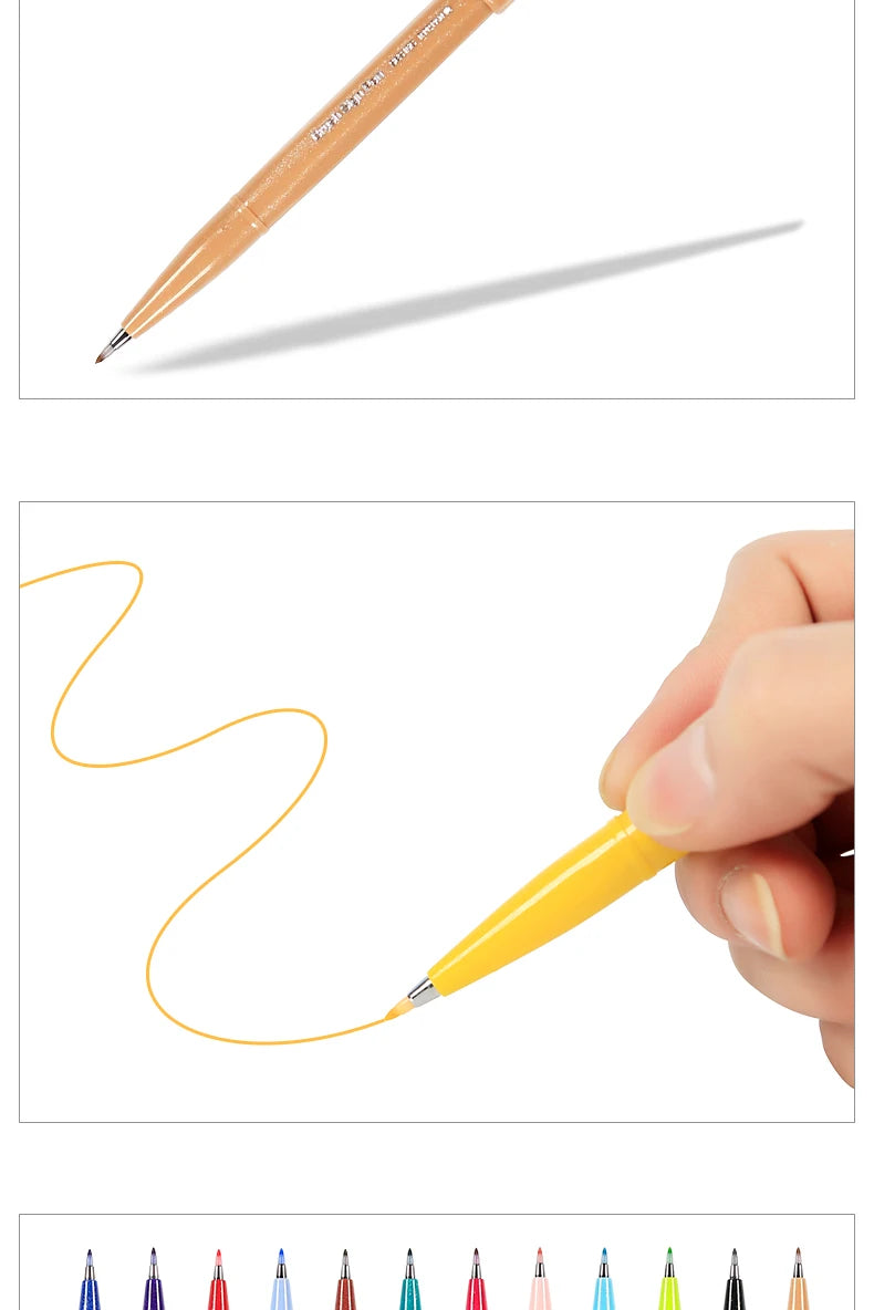 1PC Pentel Fude Brush Touch Sign Pen Bright Pastel Colors with A Flexible Tip That Allows You To Enjoy Touch of A Brush SES15C