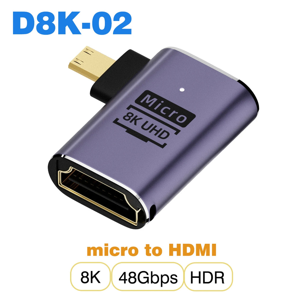 NNBILI HDMI2.1 48Gbps 8K@60Hz 4K@120Hz Ultra High-Speed Adapter Mini/Micro HDMI to HDMI Converter for PS5 X/S PC HDTV Projector