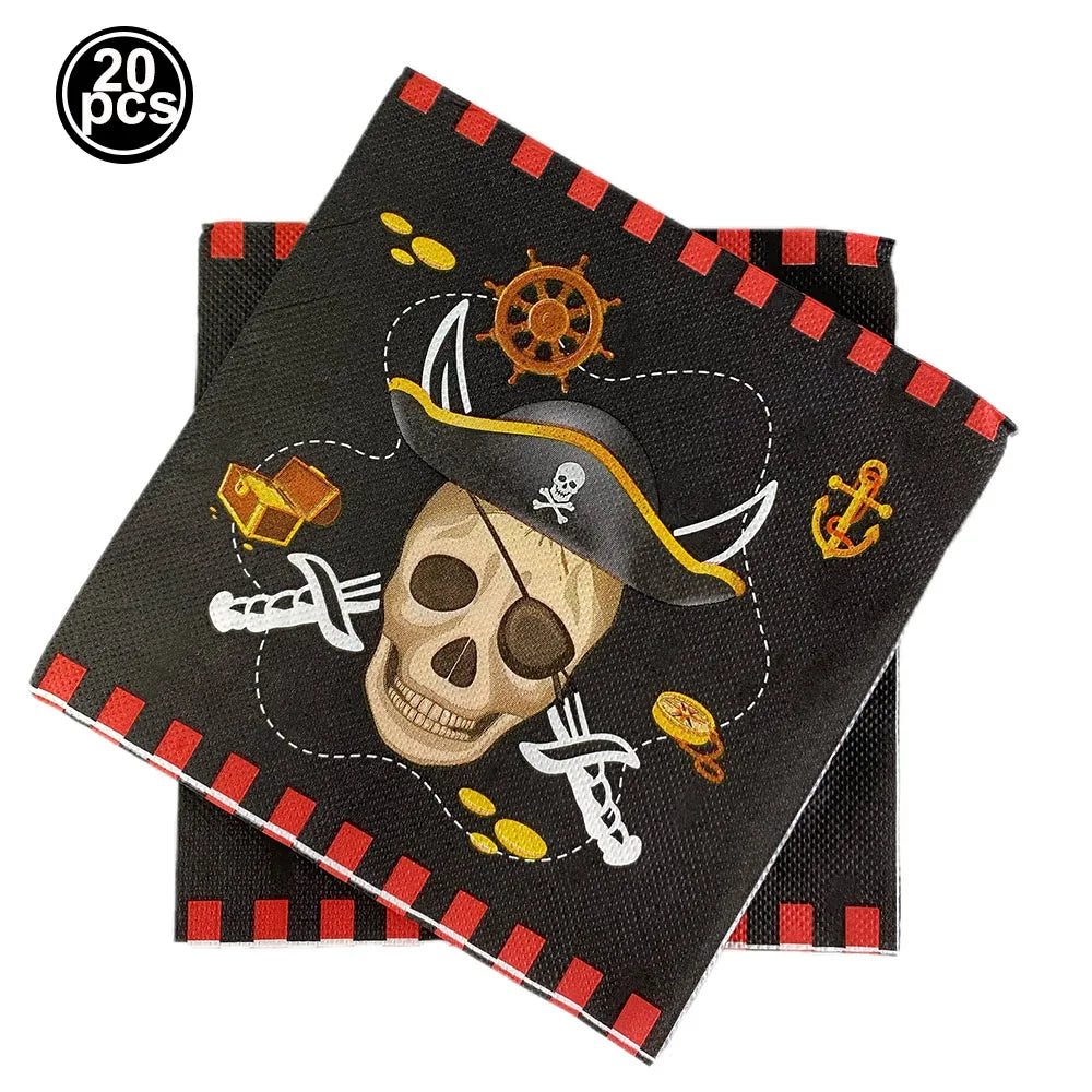 Pirate Party Paper Plate Cup Napkin Party Tableware Pirate Party Decor Pirate Ship Bone Dinnerware Supplies for Adult Kids Decor