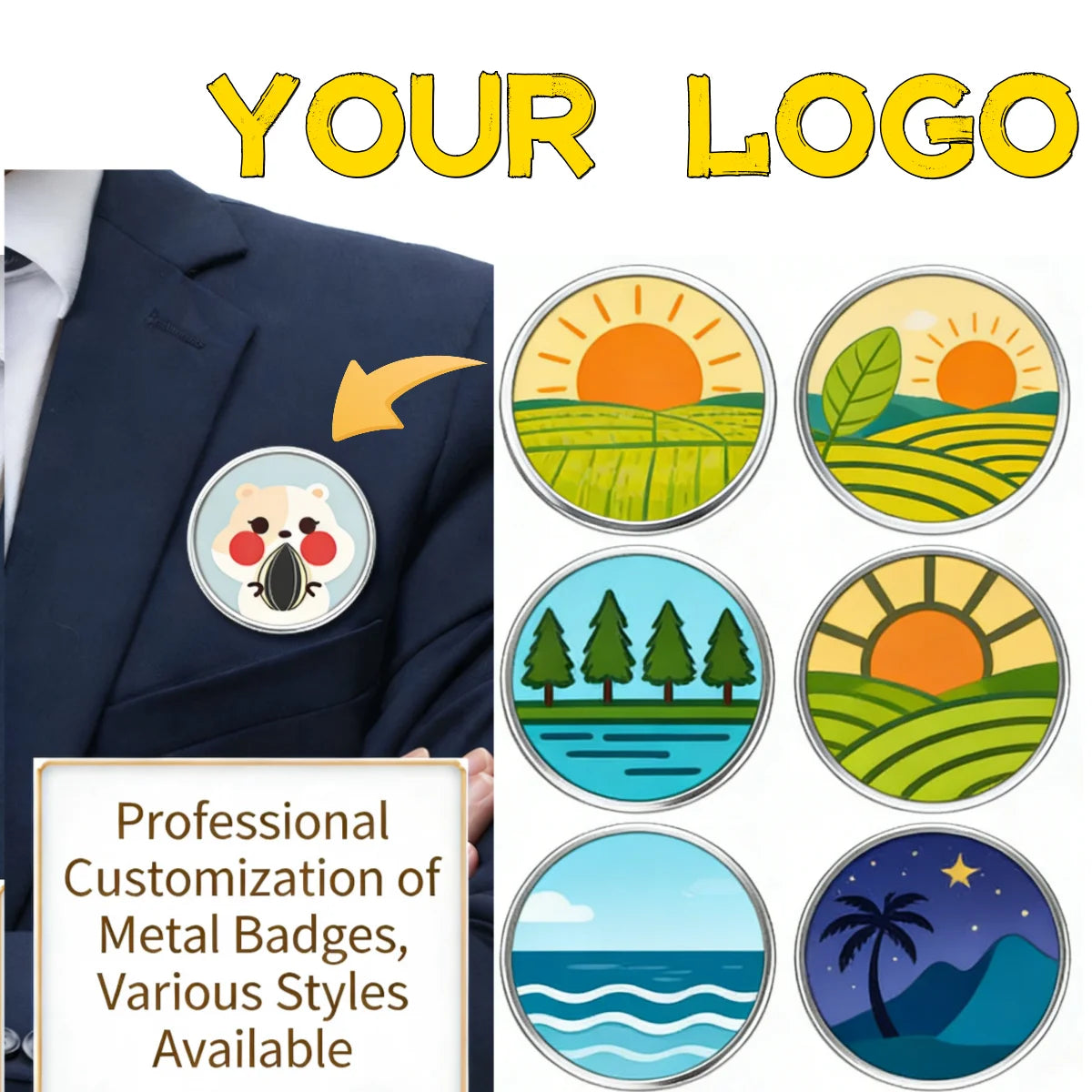 Personalized Pins Custom Logo Photo Text Design Brooch Badge For Jacket Clothing Present For Weddings And Corporate Events Brand