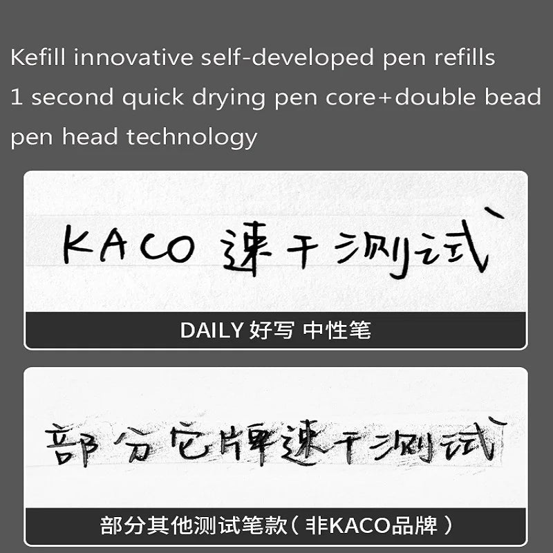 KACO Gel Pens Press Signature Pen Stationery Metal Pen Clip 0.5mm Black Ink Quicking Drying Large Capacity 800M Smooth Writing