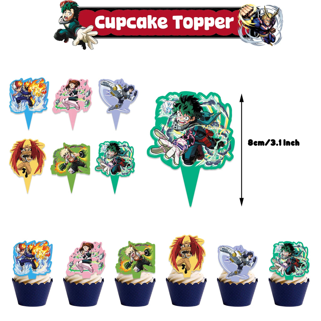 My Hero Academy Birthday Party Decoration Disposable Tableware Cup Tablecloth Balloon Backdrop Cake Topper Baby Shower Supplies
