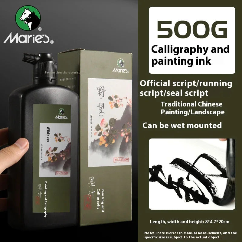 Professional Traditional Black Liquid Ink Chinese Calligraphy Sumi Painting Water-Based Drawing Ink for Writing Art Creation
