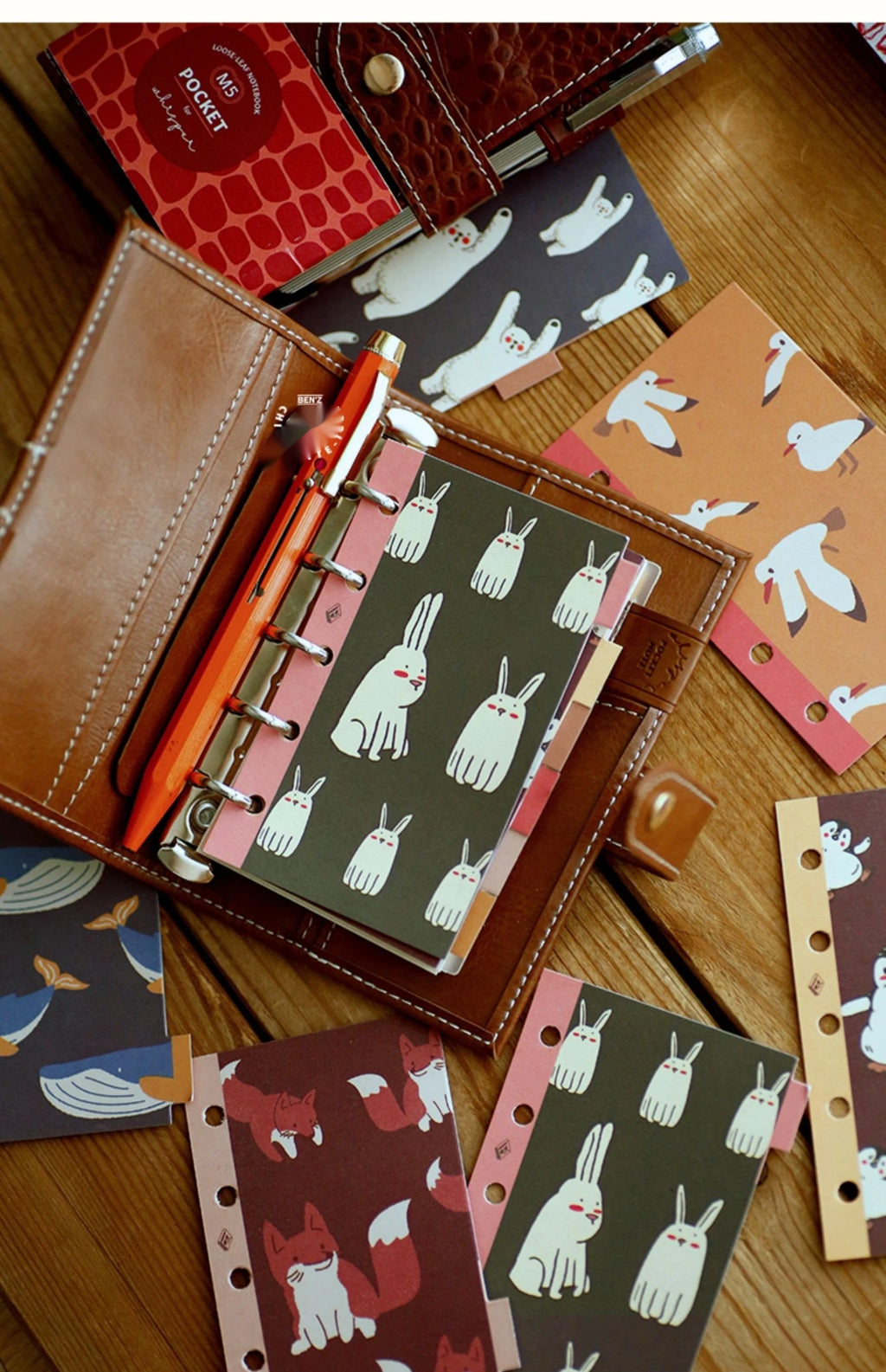 Retro Bookmarks Index Pages 6pcs A5/A6/A7/M5 6-Holes Binder Index Divider Cartoon Multicolor Loose-Leaf Notebook Classification