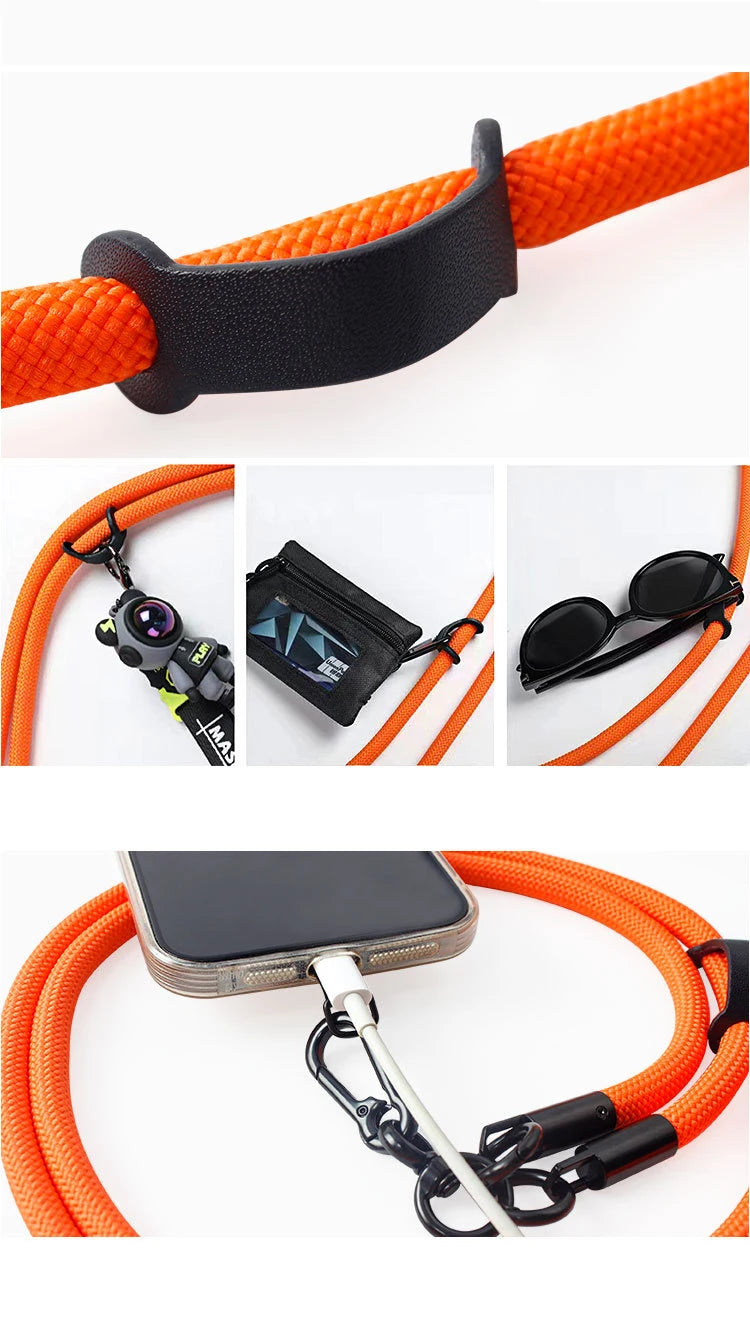 150CM Length Phone Lanyard Adjustable Detachable Neck Cord Outdoor Universal Crossbody Strap Card Clip for Mobile Phone Case
