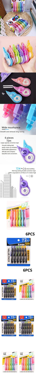 6PCS Corrector Tape Ribbon Corrector Putty Corrective Tape Kawaii Stationery Sweet Things for School XZD02