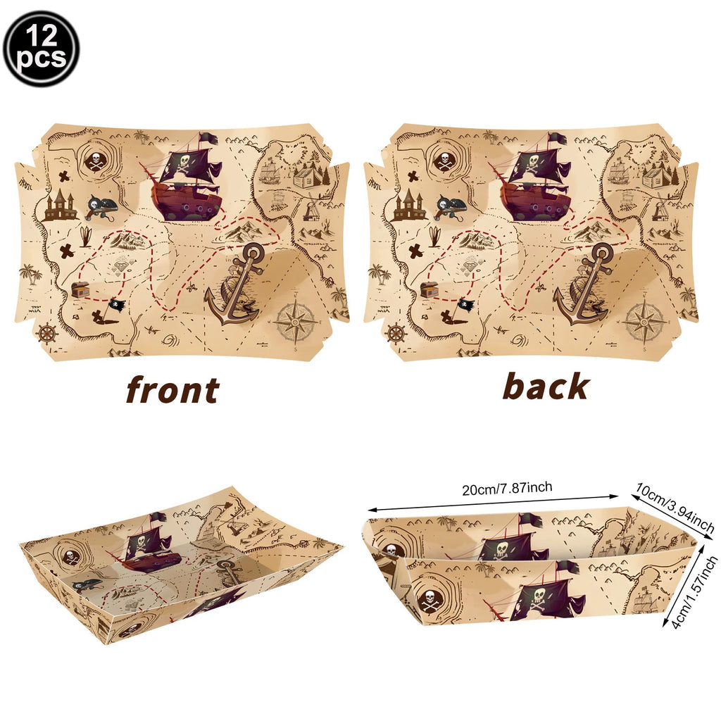 Pirate Party Paper Plate Cup Napkin Party Tableware Pirate Party Decor Pirate Ship Bone Dinnerware Supplies for Adult Kids Decor