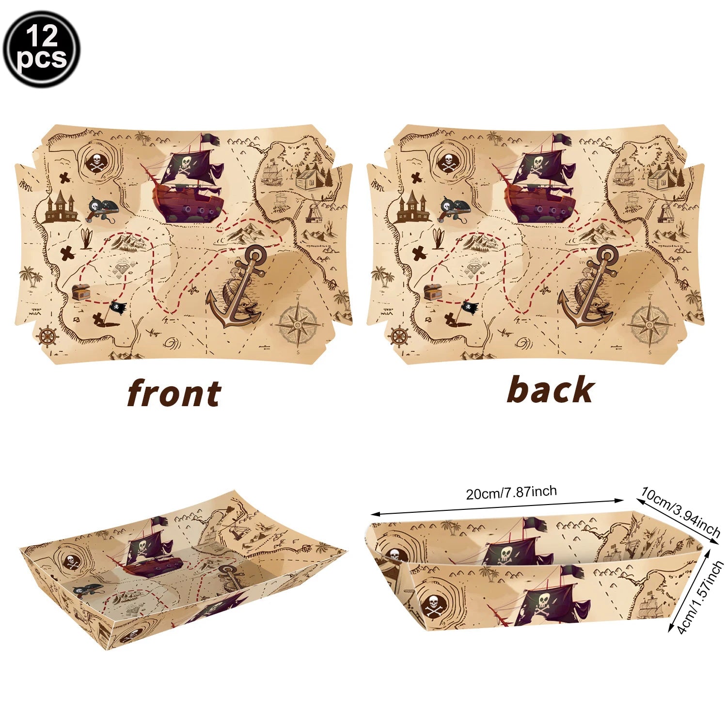 Pirate Party Paper Plate Cup Napkin Party Tableware Pirate Party Decor Pirate Ship Bone Dinnerware Supplies for Adult Kids Decor