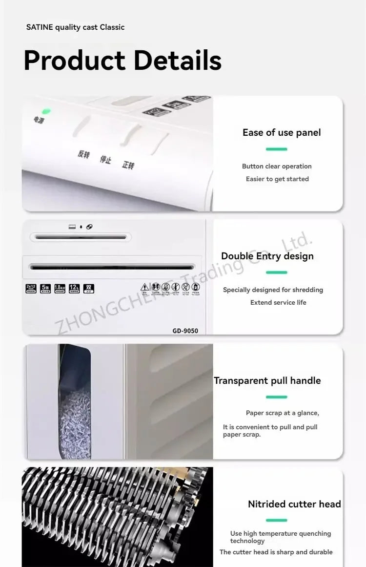 220v Electric GD-9050 Shredder Office Automatic Home Granular Electric Power Commercial Convenient Desktop 5 Level Security Crus