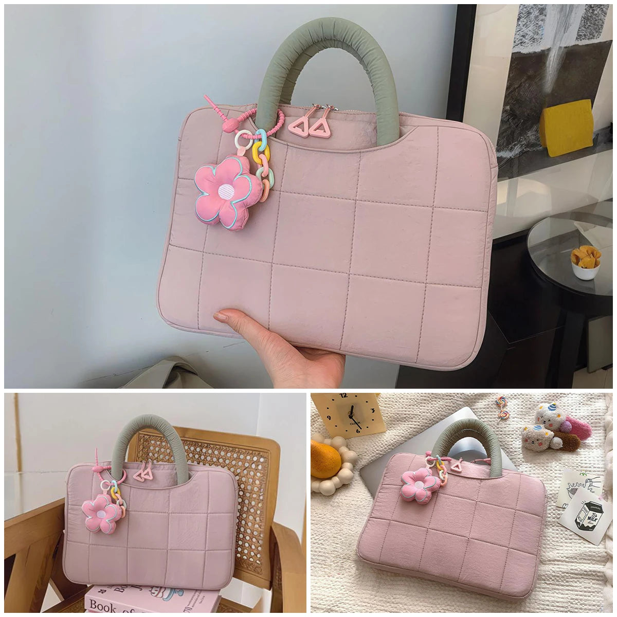 Lightweight Puffy Laptop Sleeve 14/16 Inch Commuter Laptop Briefcase Notebook Sleeve Notebook Case Portable Handbag for Women