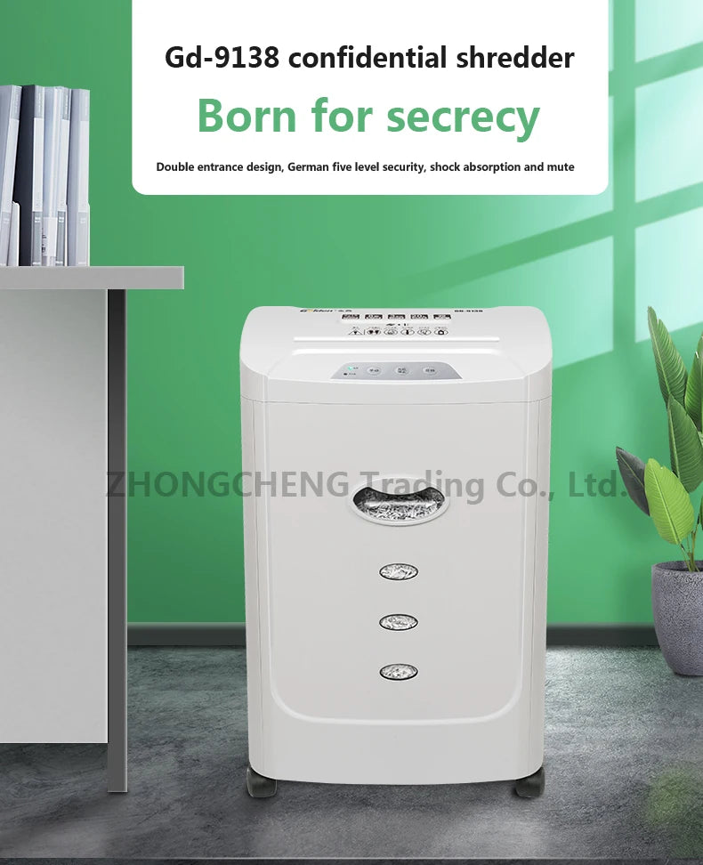 Upgrade New 20L GD9138 Electric Paper Shredder 2X15MM Office A4 Paper Shredder Granular Household High-power Silent Paper Shredd