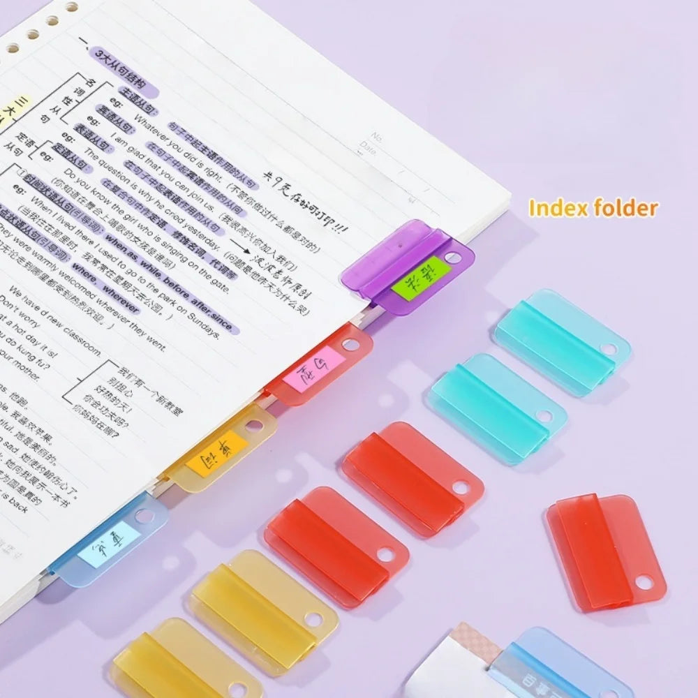 5pcs Plastic Index Clip Colorful Multi-function Bookmark Clip Transparent File Classification File Classification Clamp