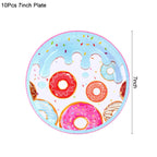 1Set Donut Party Decoration Disposable Tableware Plate Cup Napkins Candy Gift Bags Kids Baby Girl 1st Birthday Party Supplies