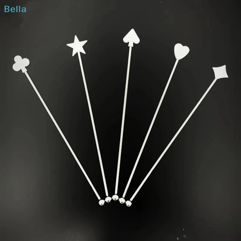 ♩Stainless Steel Stirring Stick Long Handle Bar Spoon Star Heart Shape Cocktail Stirrer For Coffee Milk Tea Home Cafe Decor 1PC
