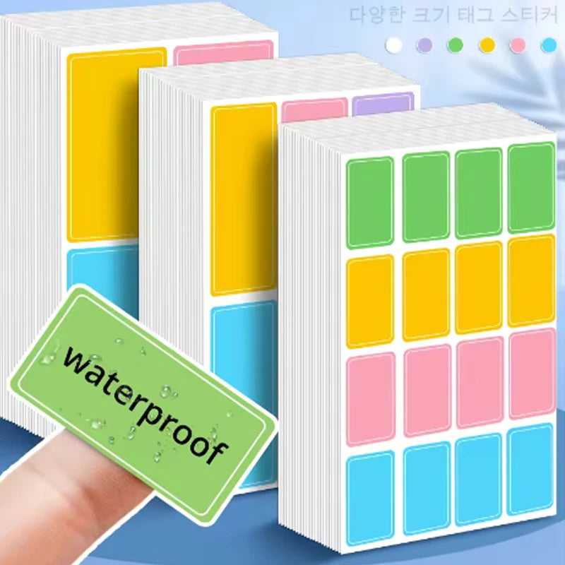 10Pcs Waterproof Colorful Self Adhesive Assorted Stickers Removable Label Stickers Name Tag Bottle File Document School Supplies