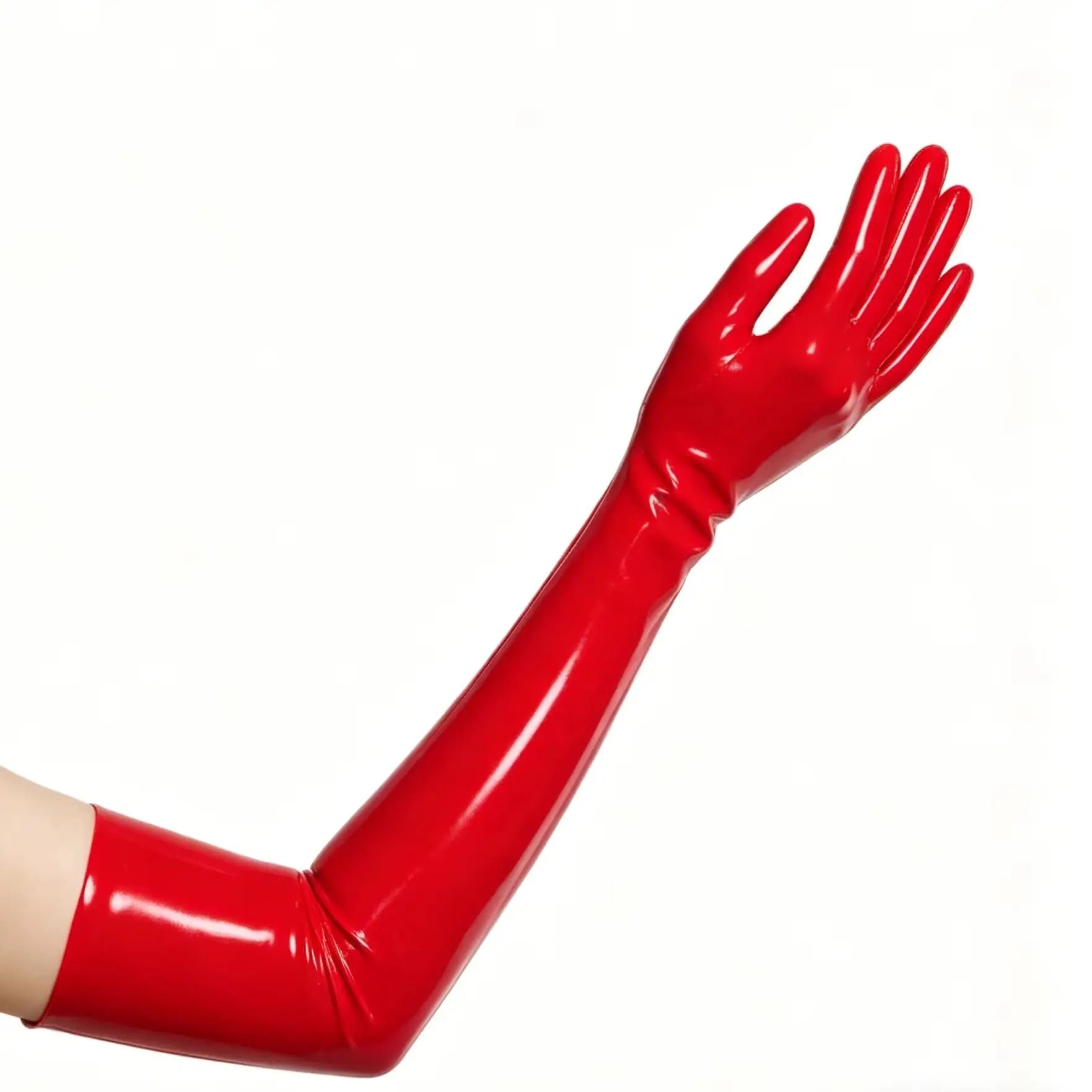 Black Latex Long Gloves Unisex Rubber Gloves Fashion Photography Props ﻿