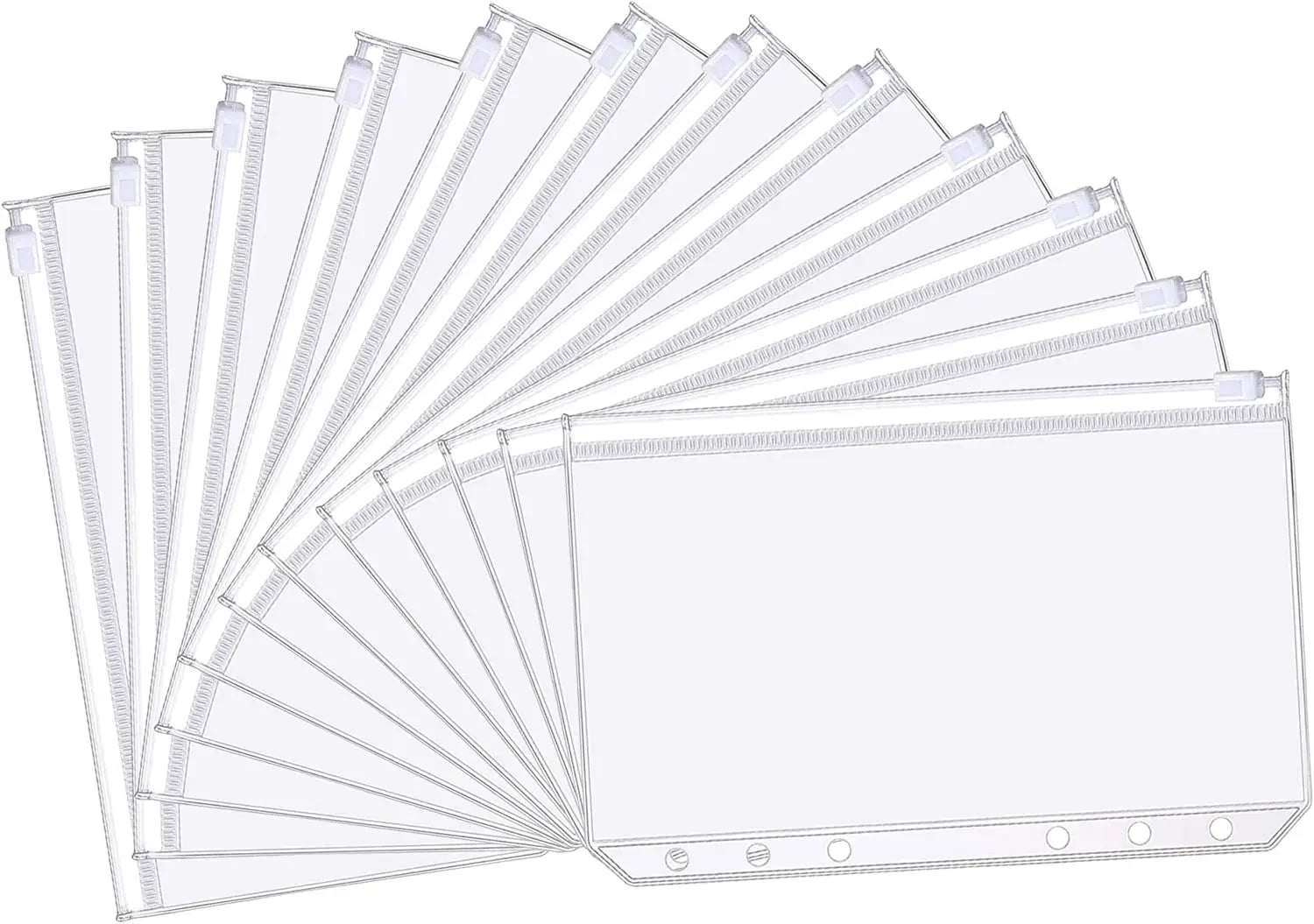 A6 6-Hole Binder Pockets Waterproof PVC Cash Budget Envelopes Zipper Binder Pouches for Notebook Planner Journey Binders