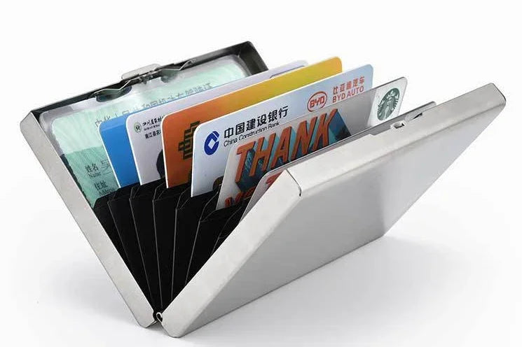 Stainless Steel RFID Anti-Theft Card Holder, Ultra Thin Anti-Demagnetization Metal Wallet, Portable Credit Purse for Men Women