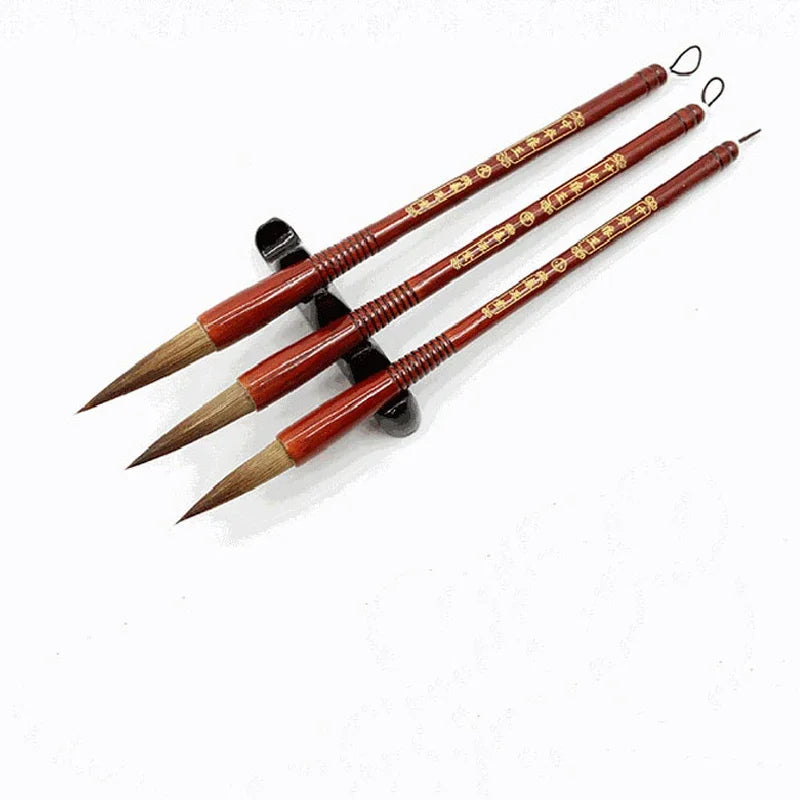 Wooden Writing Brushes Wolf Hair Traditional Chinese Calligraphy Painting Practice Festival Couplets Regular Script Supply