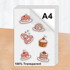 100% Transparent Printable Vinyl Sticker Paper Self-adhesive 10 Sheets A4 Glossy White Copy Paper DIY Labels for Inkjet Printer