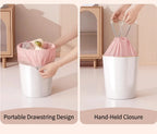 Pink Drawstring Trash Bags, Thickened Leakproof Tear Resistant Easy Tie Odor Resistant for Kitchen Bathroom Office Daily Home Use Households Busy Families Small Trash Can Liners Household Cleaning Garbage Bags